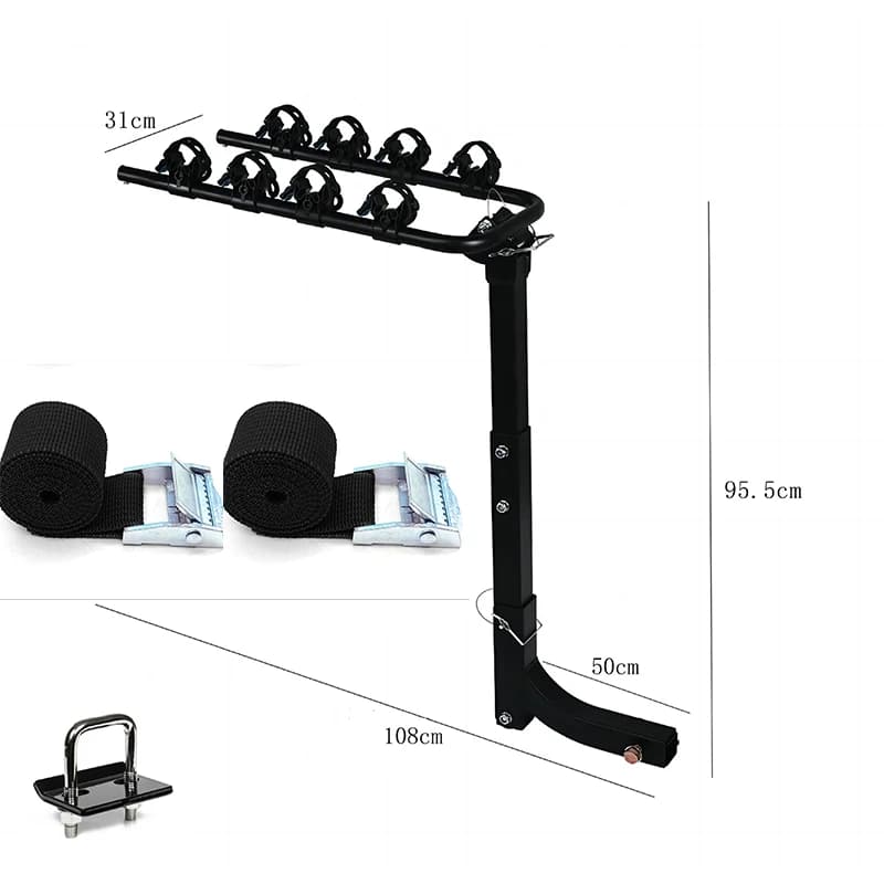 Car Mounted Trailer Rack Bicycle Metal Luggage Rack, Universal Rear Folding Bicycle Rack with 2pcs 2M Ropes