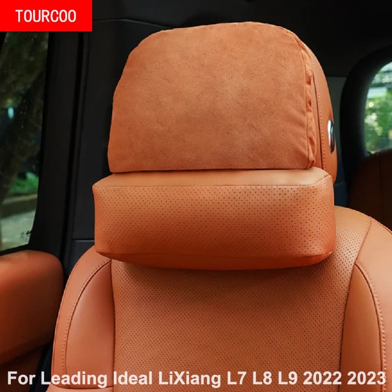 For Leading Ideal LiXiang L6 L7 L8 L9 2022-2025 Leather Neck Pillow Memory Foam Pillows Car Accessories