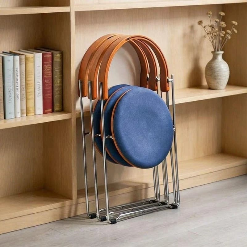 Retro folding chair Small apartment household solid wood dining chair Simple modern leisure chair