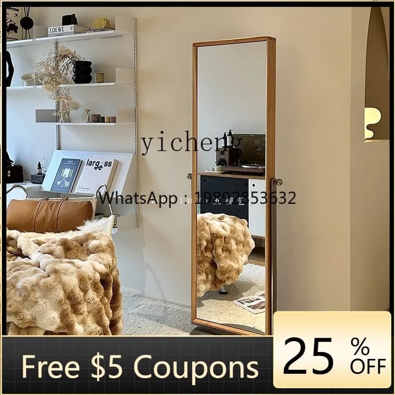 ZZ  Home Dressing Mobile Dressing Mirror Rotating Magazine Storage Rack Full-length Mirror Multi-functional