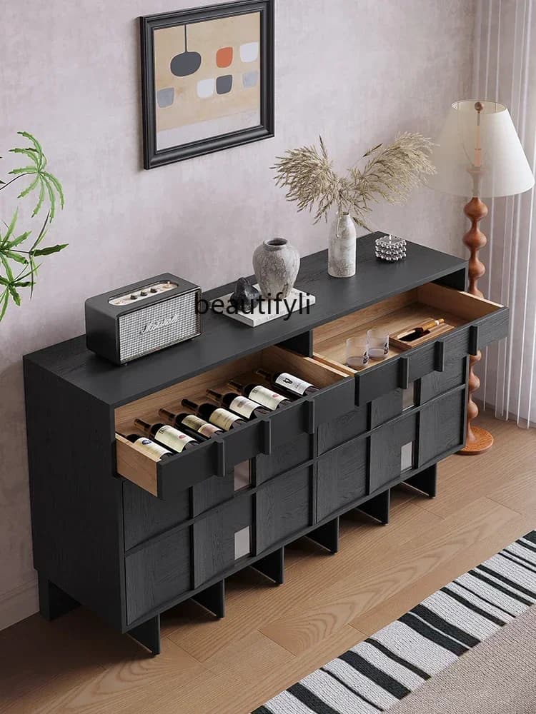 X FH Solid wood entrance, locker, chest cabinet, black living room   cabinet, storage cabinet