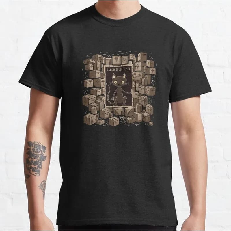 Schrodinger's Cat Graphic T-Shirt Short Sleeve Quantum Physics Funny Science Casual Streetwear Unisex Tee S-6XL