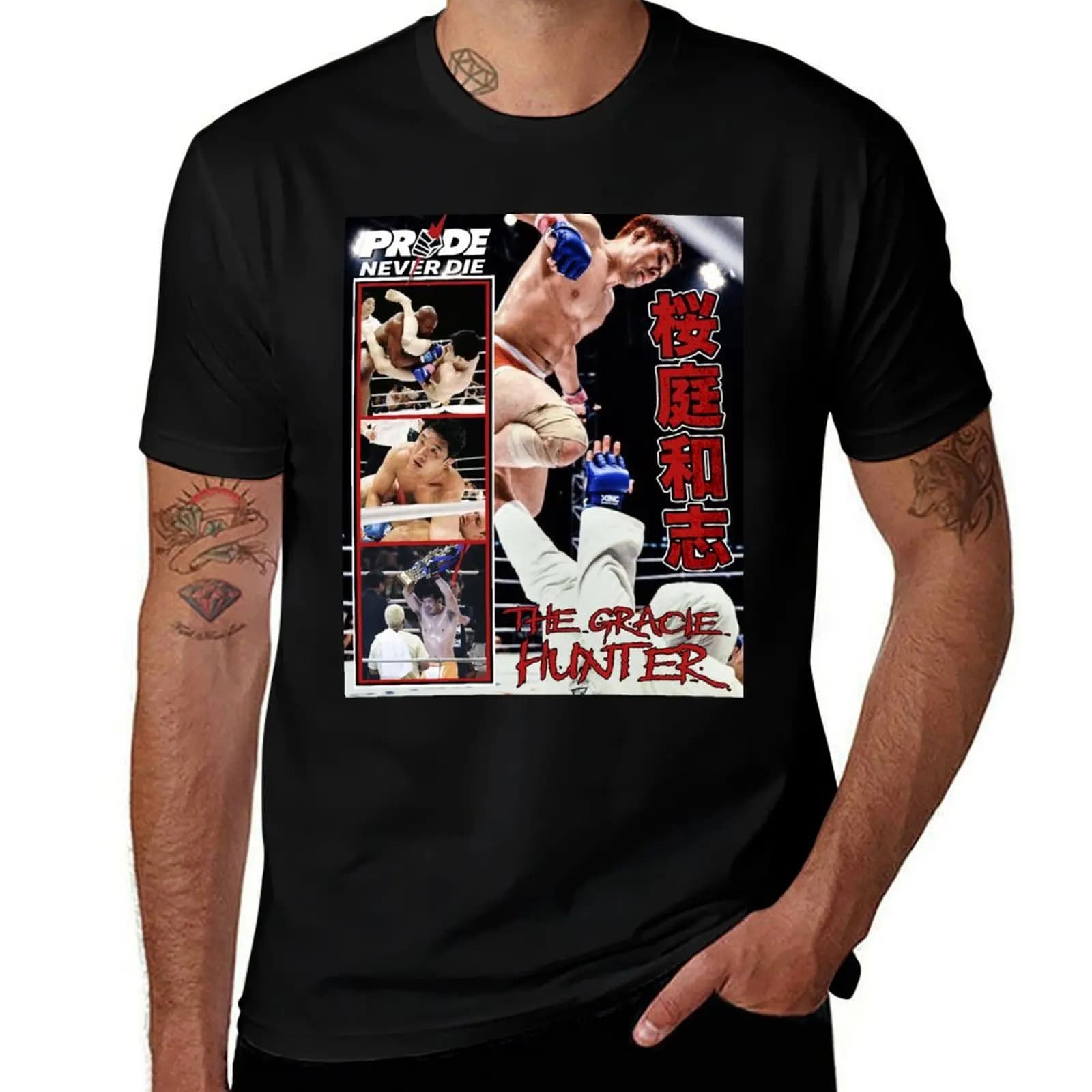 Kazushi Sakuraba The Gracie Hunter T-Shirt t shirt for man 100 percent cotton cotton tshirt 100%