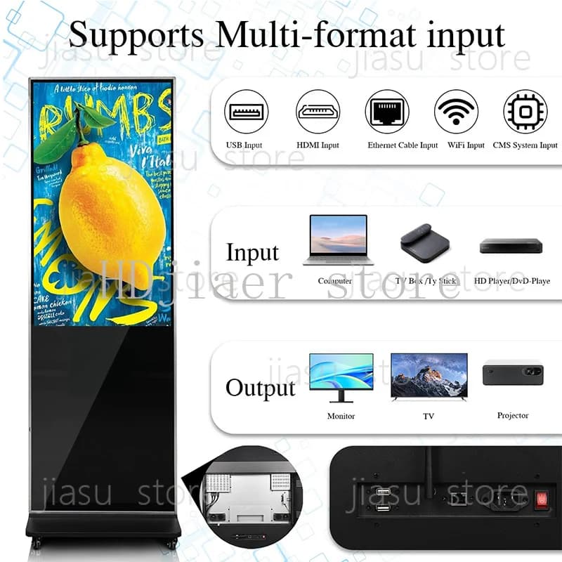Totem Floor Stand LCD Signage with Touchscreen for Restaurants & Commercial Spaces