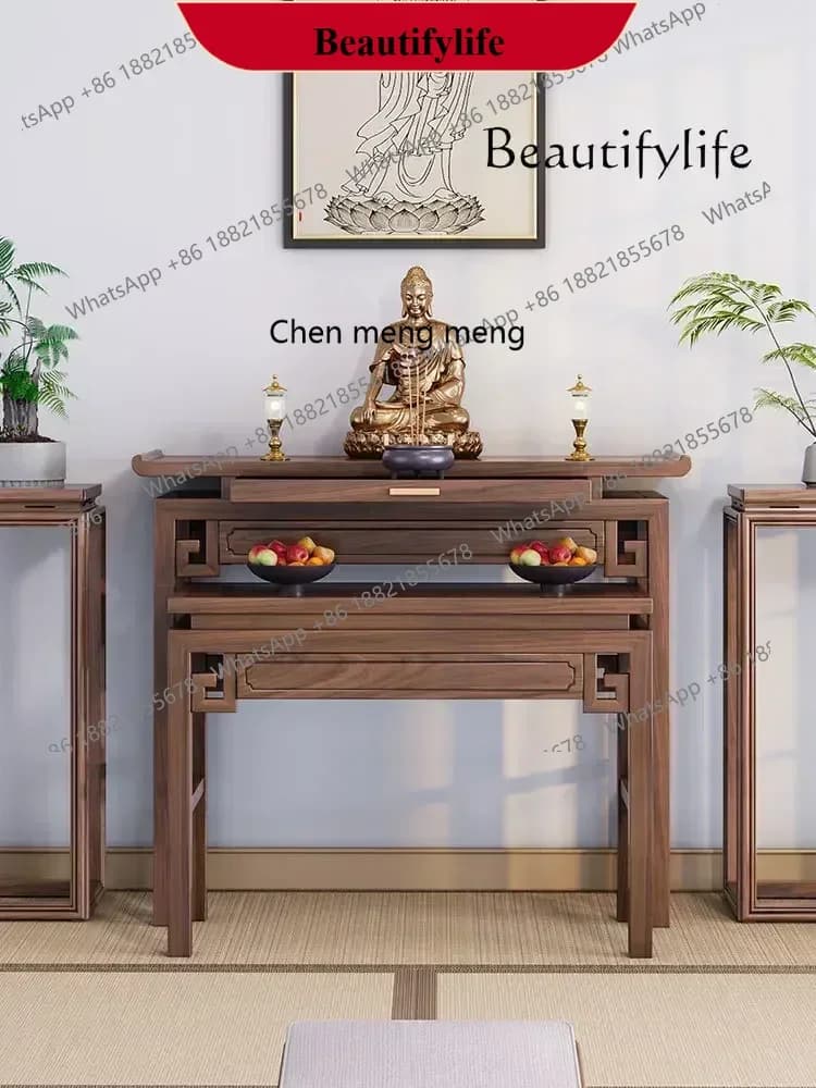 z183   New Chinese Style Altar Incense Burner Table Buddhist Hall Solid Wood Buddha Table Modern  Tribute Table Simple Desk  Cab