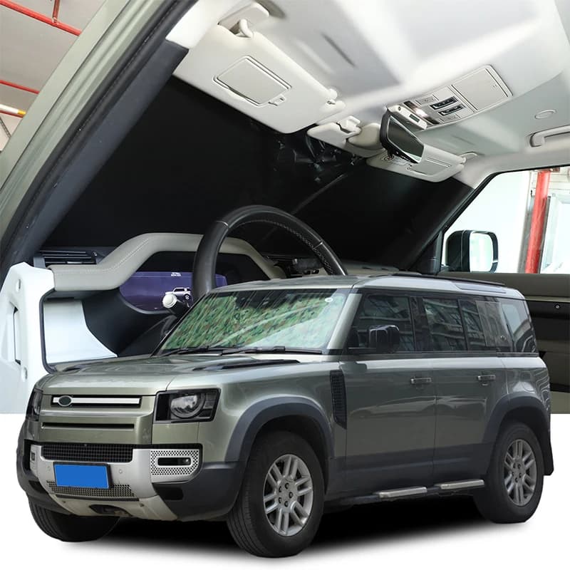 Silver Tape Car Front Windshield Thermal Curtain Shading Sunscreen Car Accessories For Land Rover Defender 2004-2025