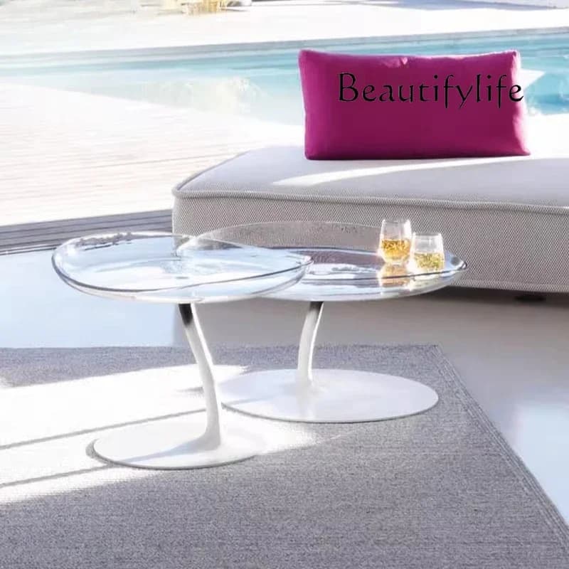 SS Nordic Minimalist Creative Fashion Small Coffee Table Mushroom Shape Acrylic Coffee Table Transparent Small Round Table