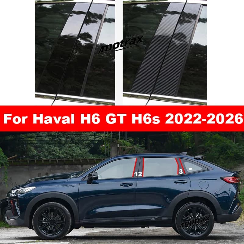 Anti‑Scratch B‑C Pillar Sticker Car Window Central Column Trim Exterior Accessories for Haval H6 GT H6s 2022 2023 2024 2025 2026