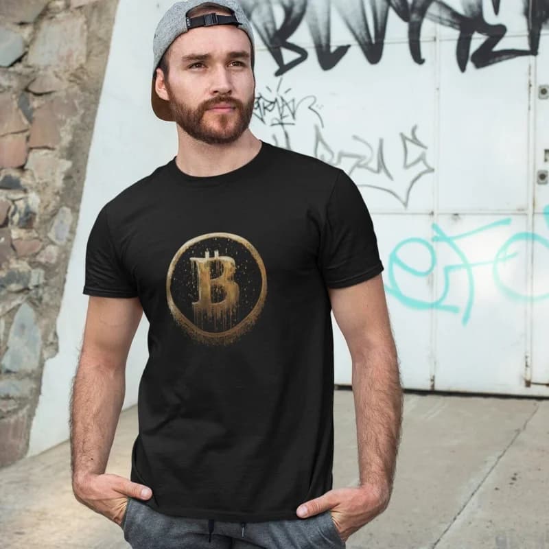Bitcoin Gold Melt Crypto style Gift t shirt for Crypto Traders BTC Fan 100% cotton Bitcoin Symbol Graphic Tee All size tops