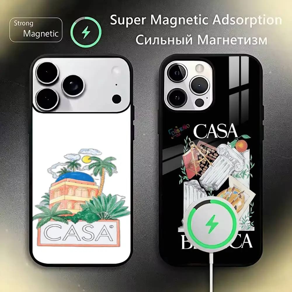 Hot Fashion C-casablanca Phone Case For iPhone17,16,15,14,13,12,11 Plus,Pro Magnetic For Magsafe Wireless Charging