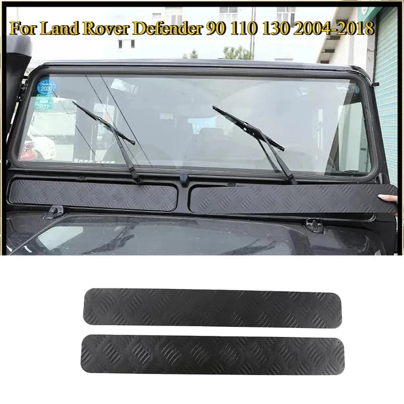 For Land Rover Defender 90 110 130 2004-2018 Aluminum alloy Black Car Front Windshield Lower Trim Panel Sticker Car Accessories