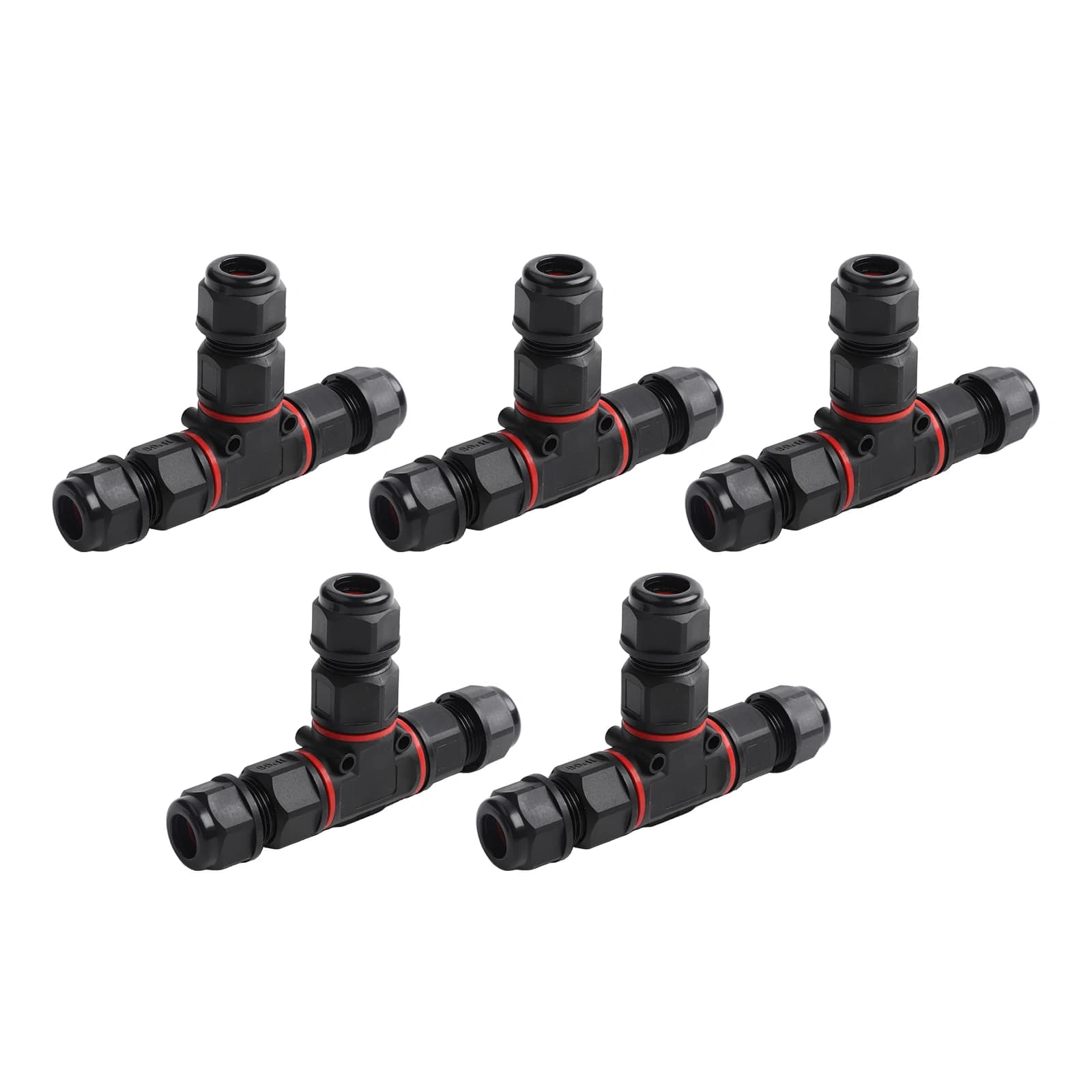 5Pcs Cable Connectors Three Way Waterproof IP68 T20 3-Pin Cable Connector Press Type Power Connector Electrical Supplies