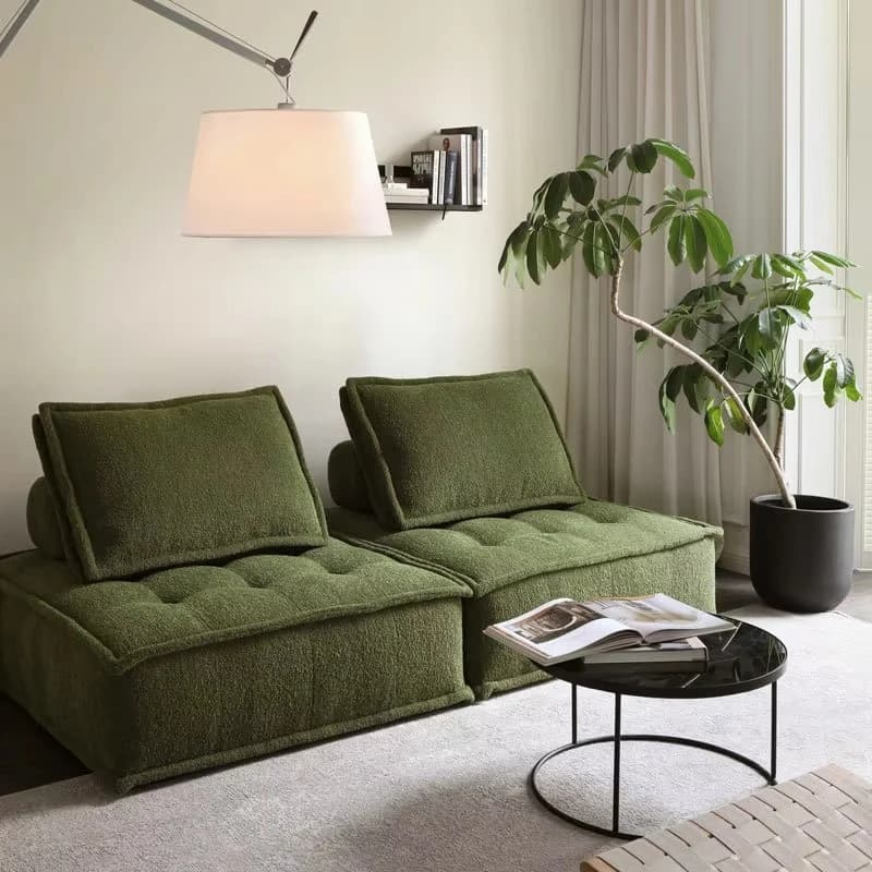 Modern design living room single sofa high quality comfortable sponge filled square upholstered sofa