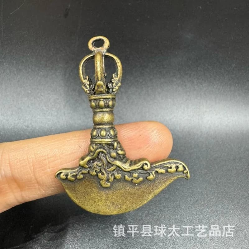 Vintage Keychain , Tibetan Religious Ritual Instrument, Vajra Pendant, Old Brass Item
