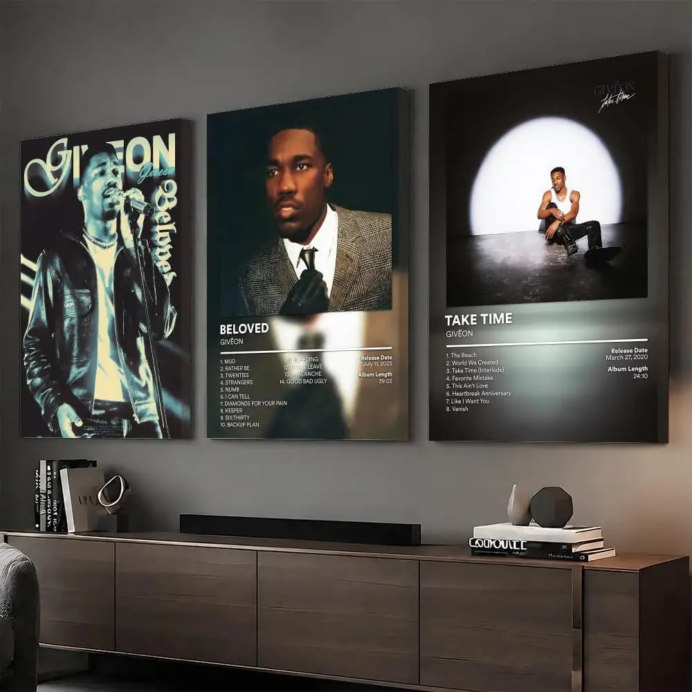 Singer Album G-GIVEON Painting Calligraphy HD Modern Style Inner Frame Canvas Poster Bedroom Room Hallway Wall Art Decor