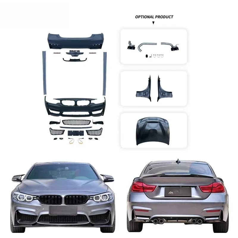 For 2014-2019  4 Series F32 F33 F36 Upgrade M4 Bodykit Front Rear Bumper Side Skirt Diffuser Option Hood Fender Exhaust Pipe