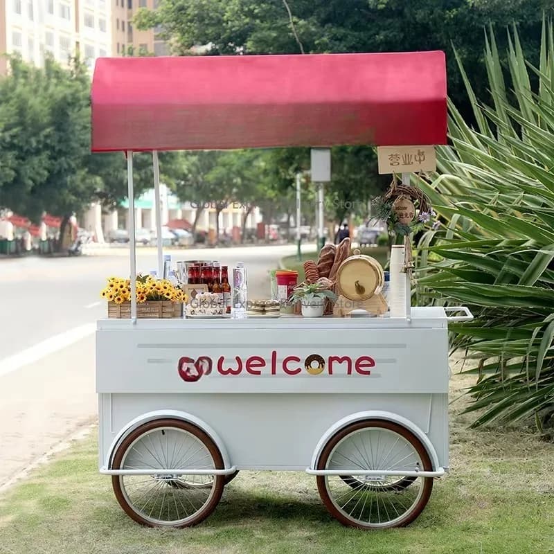 Multi-Functional Outdoor Mobile Food Cart: Internet Celebrity Style, For Sales, Square Promotion & Ice Cream/Snack Display