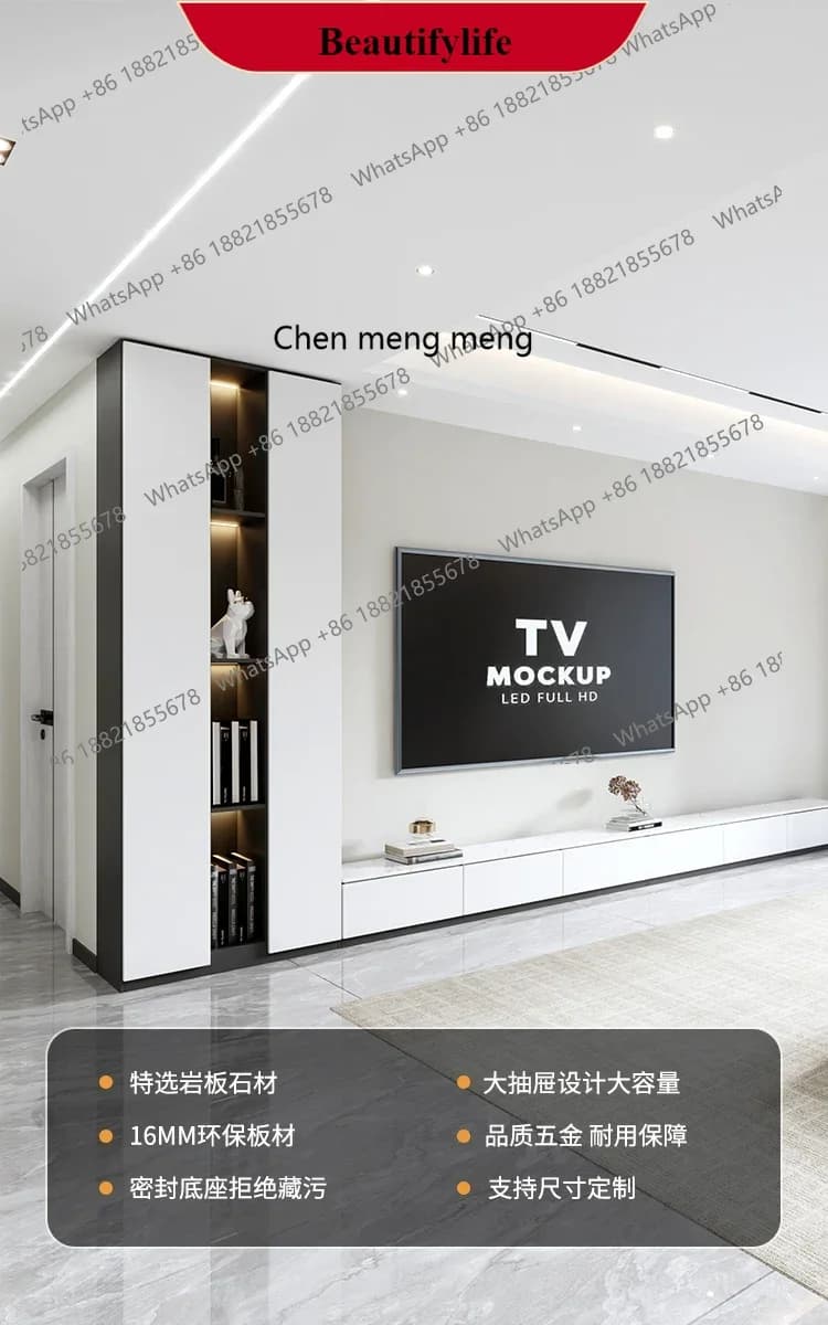 G153 Modern Light Luxury Simple Living Room TV Cabinet Hanging Combination Entire Wall Locker