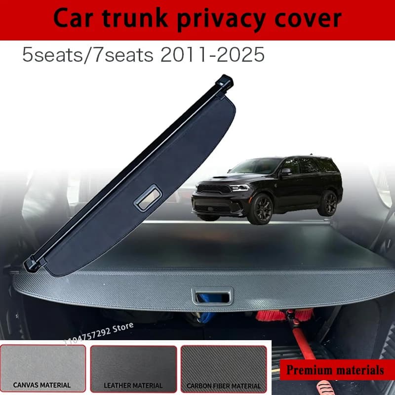 For Dodge Durango 2011-2025 Car Cargo Cover Trunk Rear Rack Luggage Storage Waterproof ShieldAuto Trunk Curtain Organizer Cover