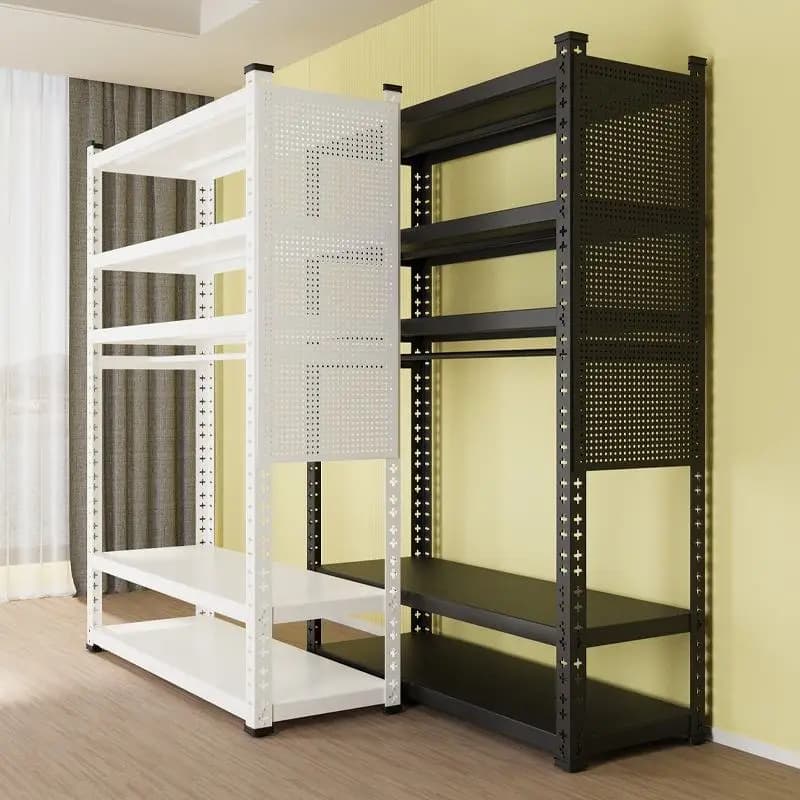 Multifunctional Clothing Garment Rack with Metal Shelves Living Room Suitable Coat & Wardrobe Organizer Hanging Clothes Rack