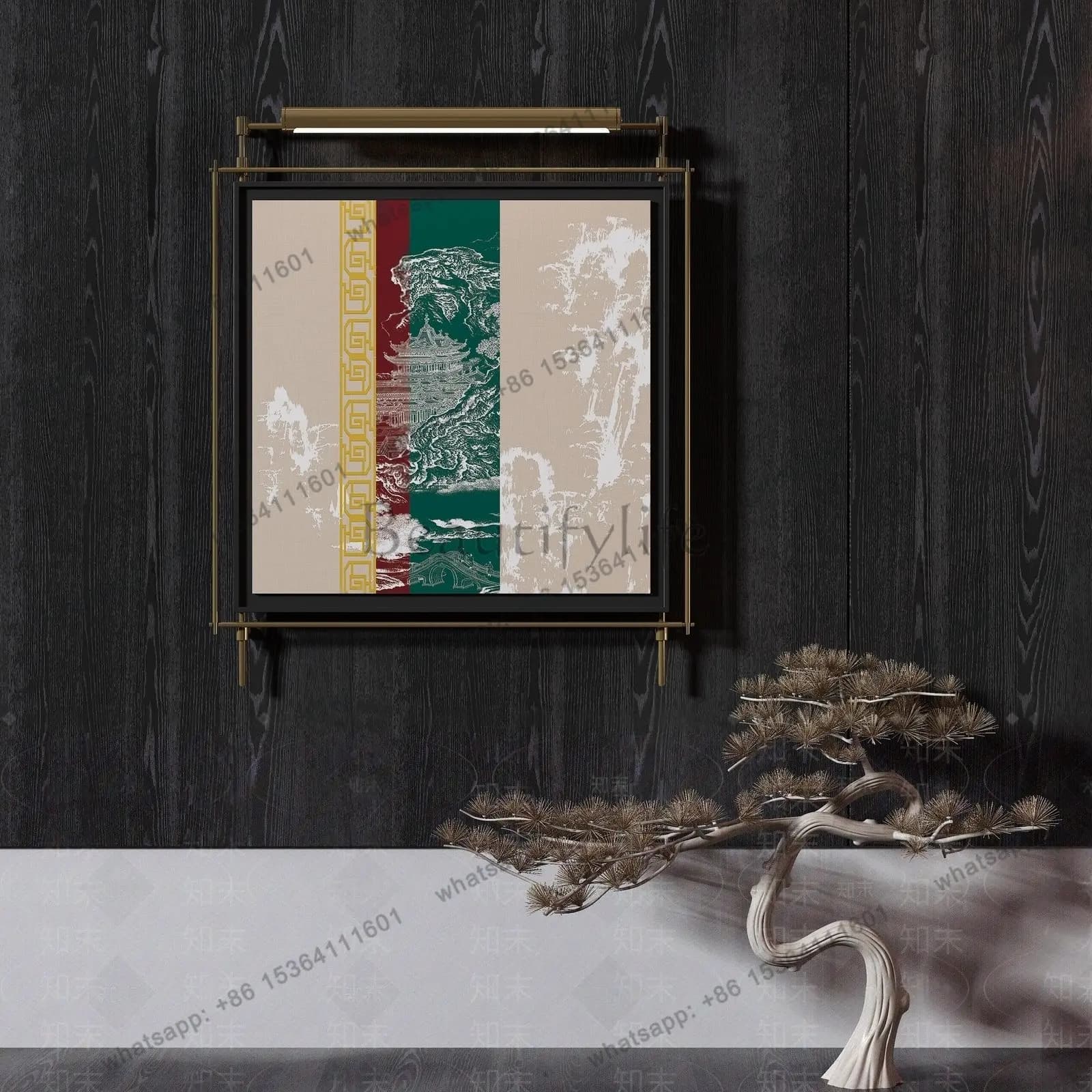 Modern light luxury abstract hanging painting entrance decoration high-end atmosphere custom painting