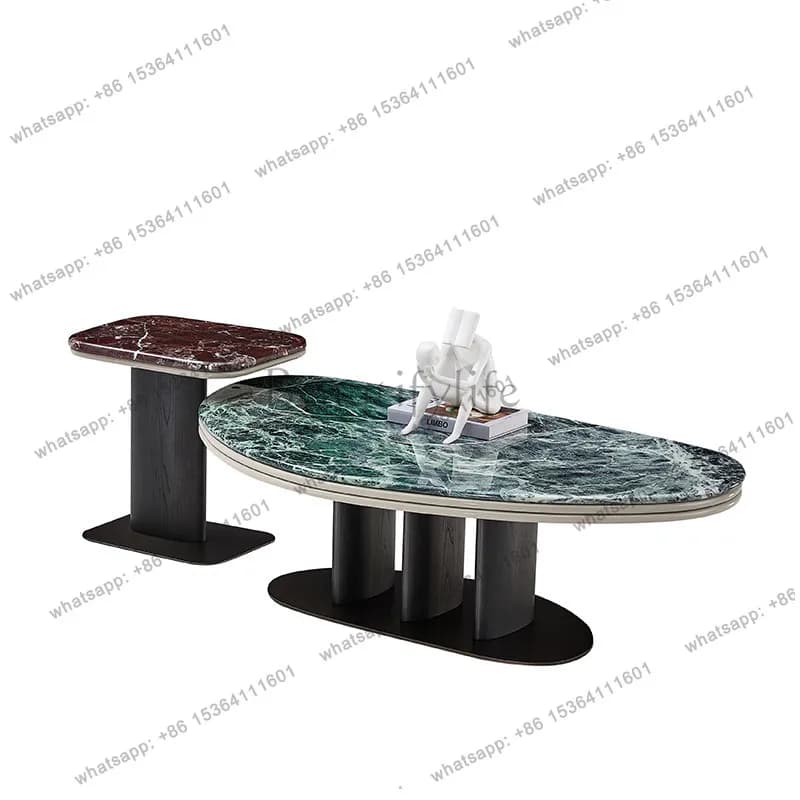 Italian minimalist high-end luxury stone coffee table combination marble small apartment