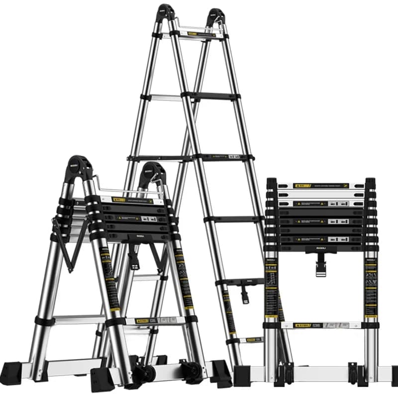 Stainless steel telescopic ladder, multifunctional ladder thickened aluminum alloy, herringbone ladder household interior,