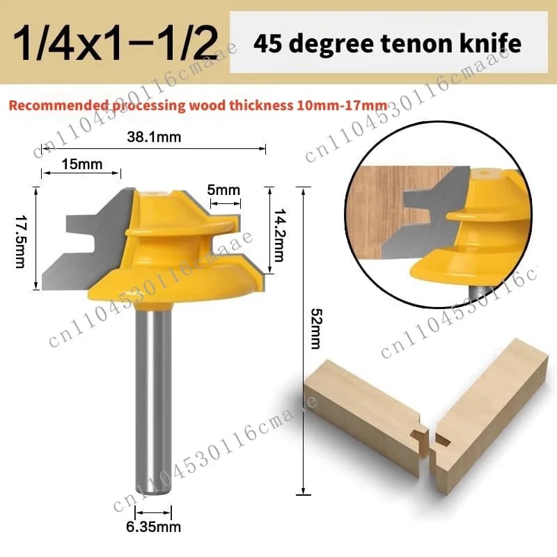45 degree lock miter router drill bit woodworking tenon cutter with 1/4 handle milling cutter woodworking cutter