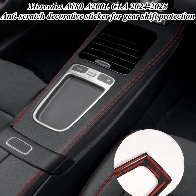 For Mercedes A200L CLA 2024-2025 Center Console Shift Panel Cover Trim Anti-Scratch Carbon Fiber Sticker Interior Accessories