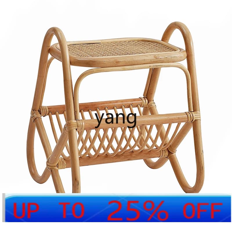 LMM small coffee table double glass corner table simple homestay magazine shelf
