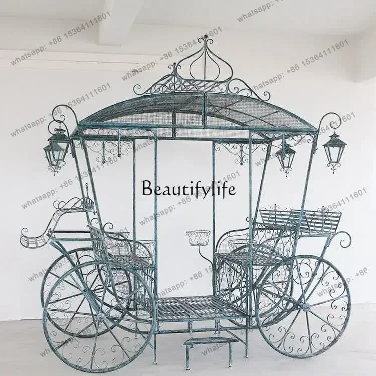 American Retro Distressed Wrought Iron Extra Large Horse Chair Villa Garden Decoration Shooting Props