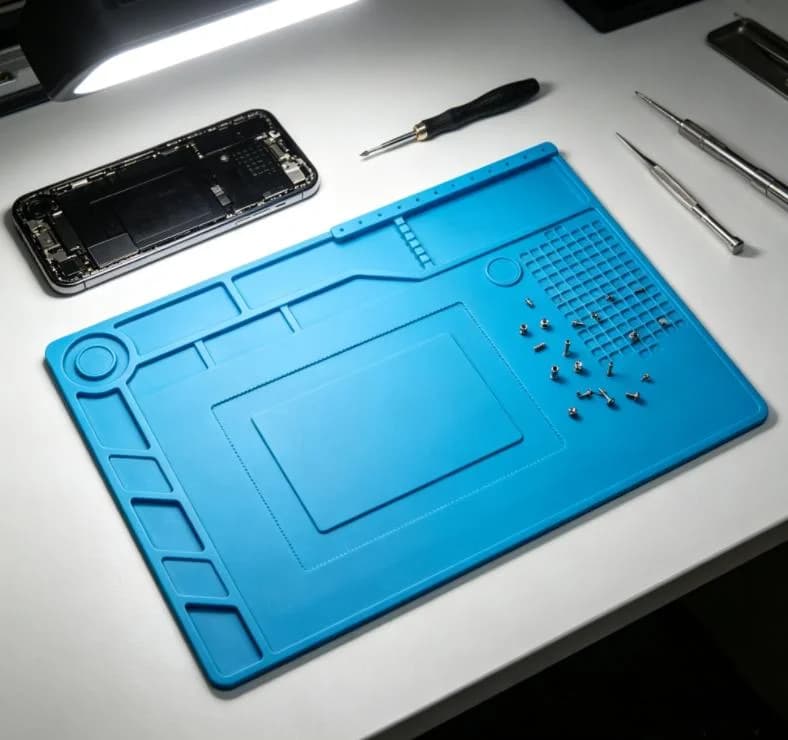 for High Density Silicone Heat Resistant For workbench Pad for phone and Laptop Repair with Screw Organizer Slots