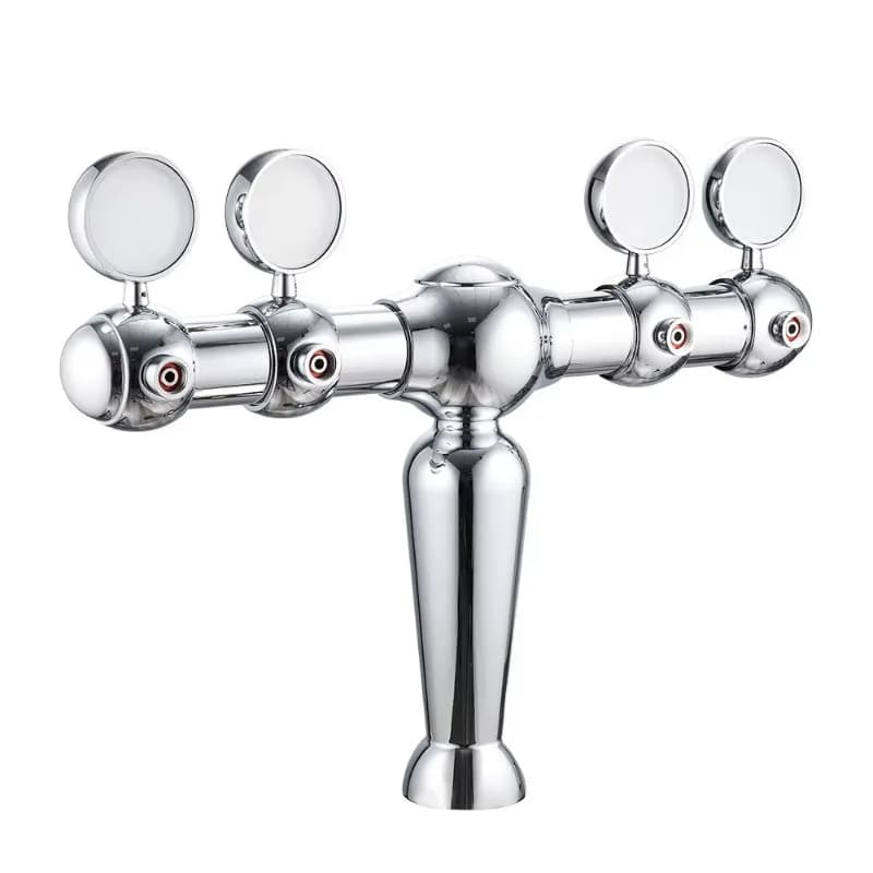 Chrome Parisien Style Tower Beer Faucets with Flow Control 4 Taps Bar Pub Brewing System