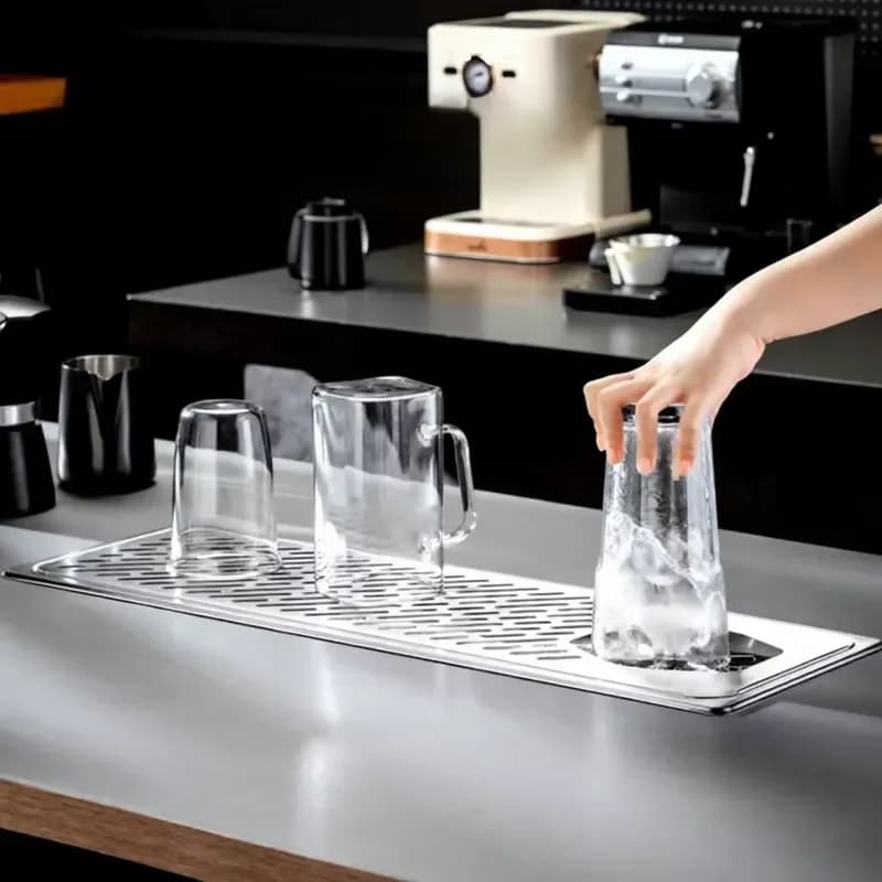 Commercial Stainless Steel Glass Washer with Drip Tray High Pressure Cup Rinser for Bar Cafe Kitchen Sink Espresso Station