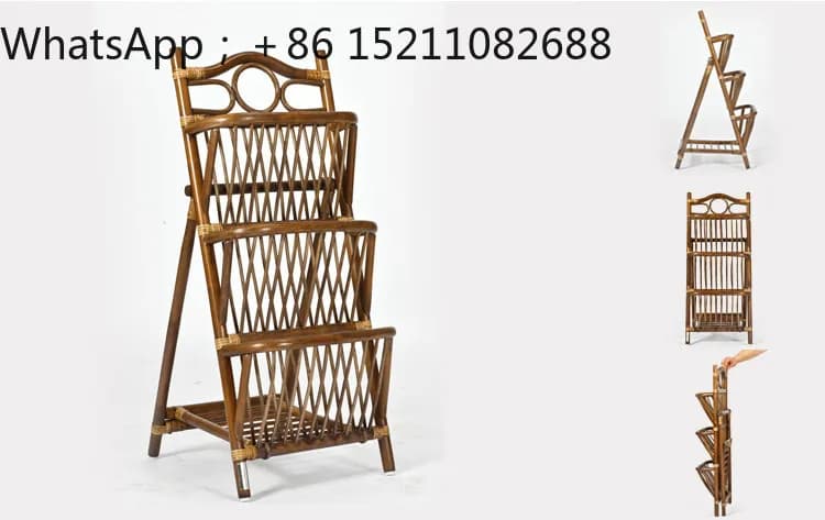SCY rattan book and newspaper rack, simple rattan rack, creative floor newspaper and newspaper rack