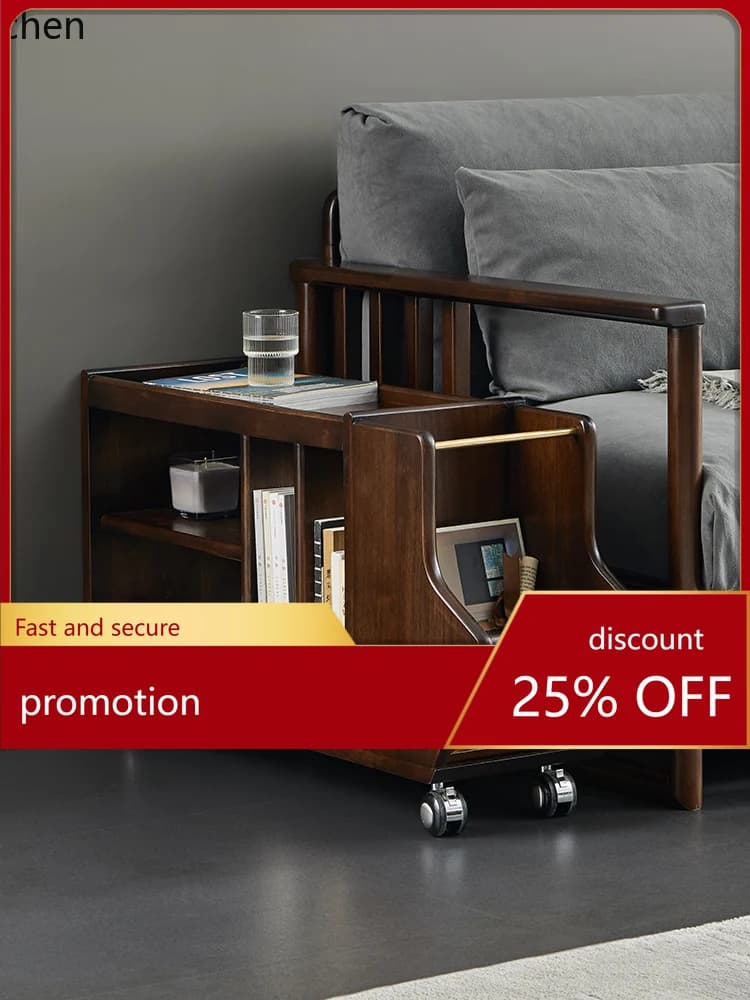 YFY  Solid Wood   Mobile Sofa  Cabinet Narrow   Bedside Small Table Side