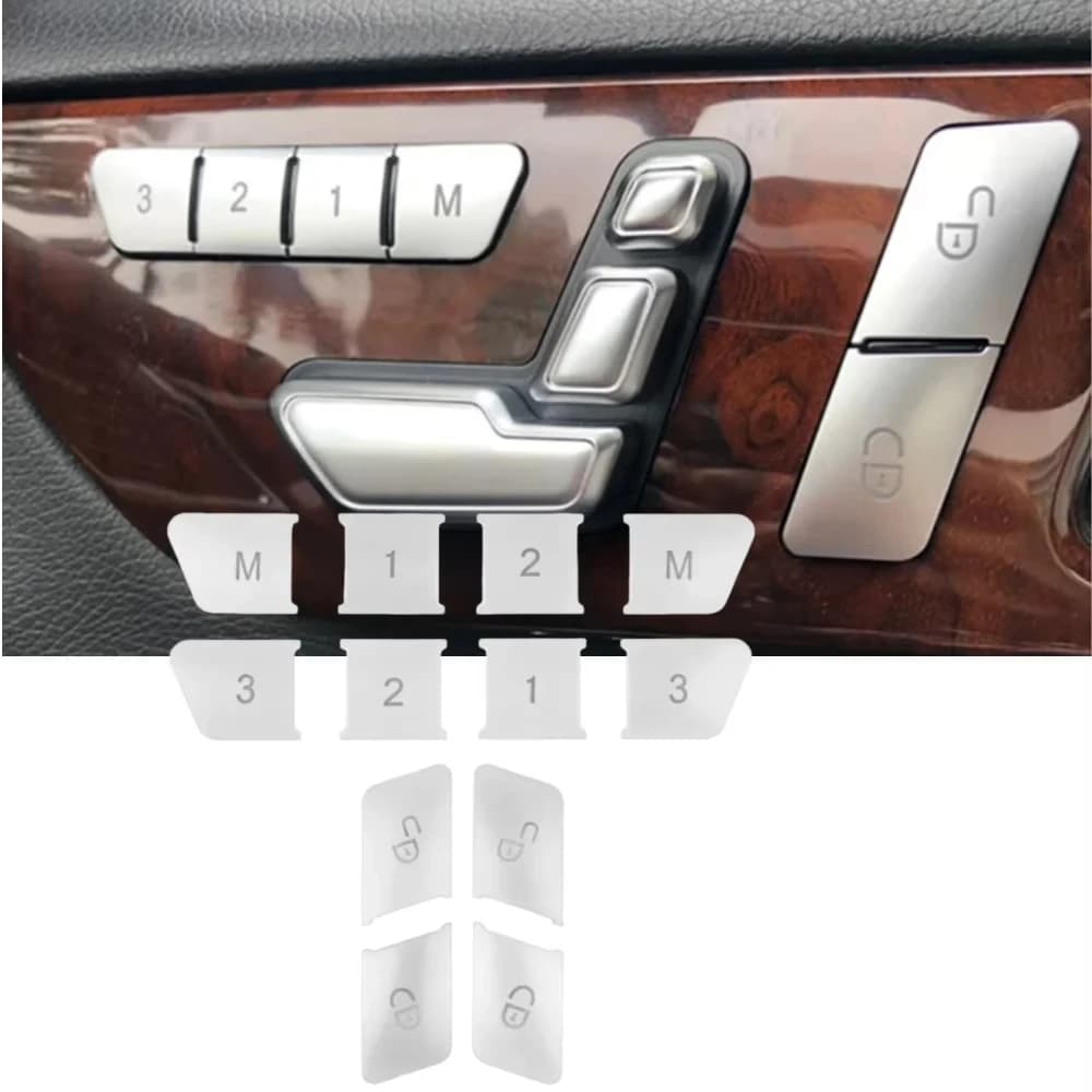 Car Door Seat Memory Lock Button Cover Stickers for Mercedes Benz A C E class W204 W212 CLA/GLA/GLK/GLE/CLS/GL/ML