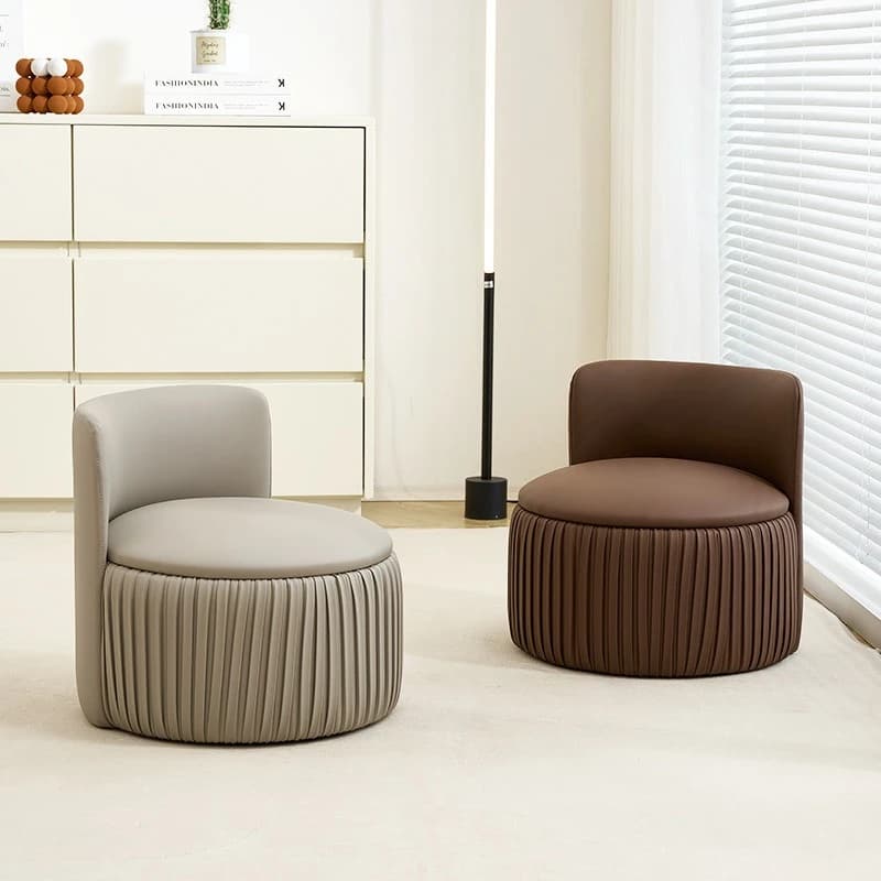 Household low stool advanced feeling living room leather stool sitting pier backrest simple