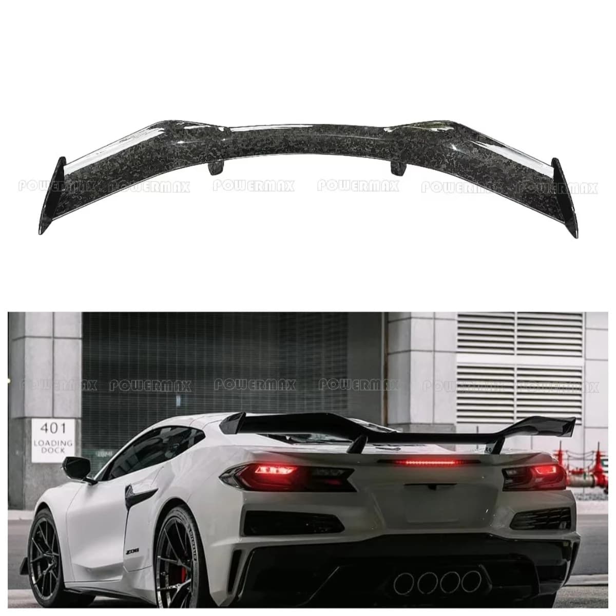 Dry Forged Carbon Fiber Rear High Wing for Chevrolet Corvette C8 Z06 Carbon Fiber Wing