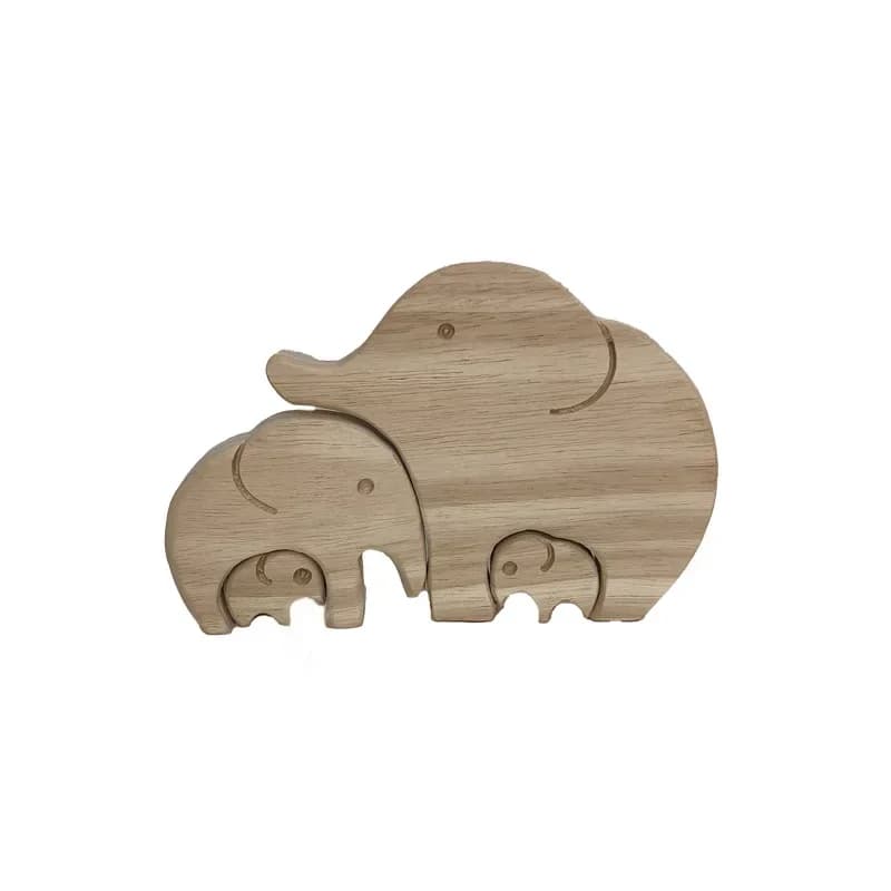 Simple ornament creative decoration wooden bear family desktop structure wood carving ornament