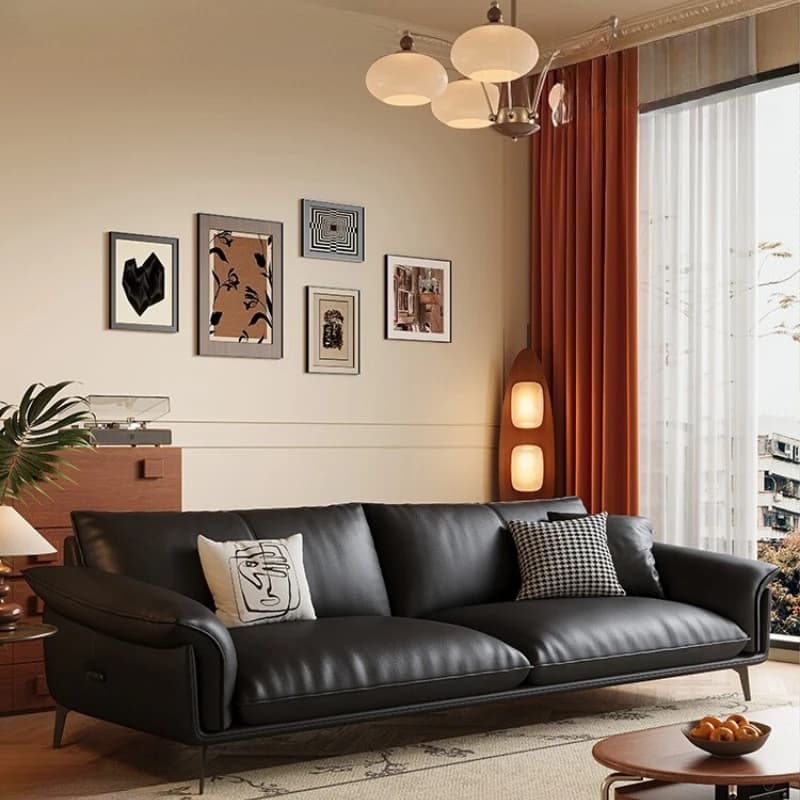 Designer Luxury Living Room Sofas Black Classic Soft Cheap Lounge Sofa Lazy Leather Modern Divani Per Soggiorno Home Furniture