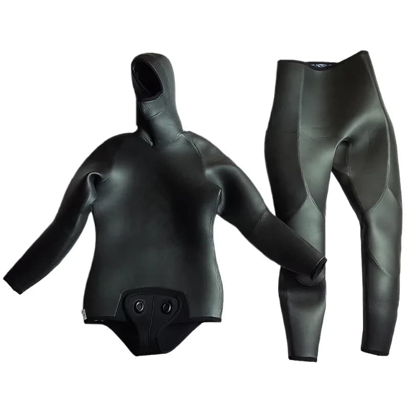 5Mm fish hunting suit men's split hooded CR light leather wetsuit, thickened thermal camouflage , surf wetsuit