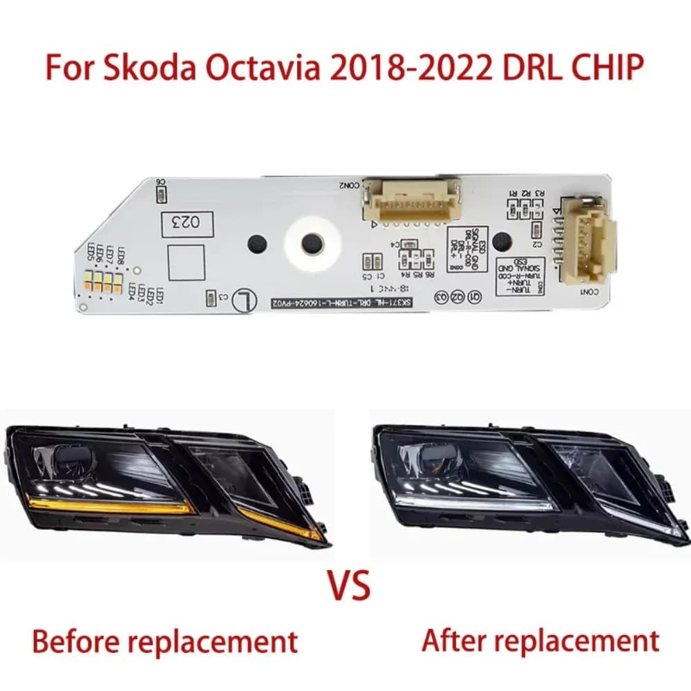 Luz blanca para Volkswagen Skoda Octavia luces de circulación diurna 2018-2022 CHIP de coche Chip de balasto placa guía de luz d