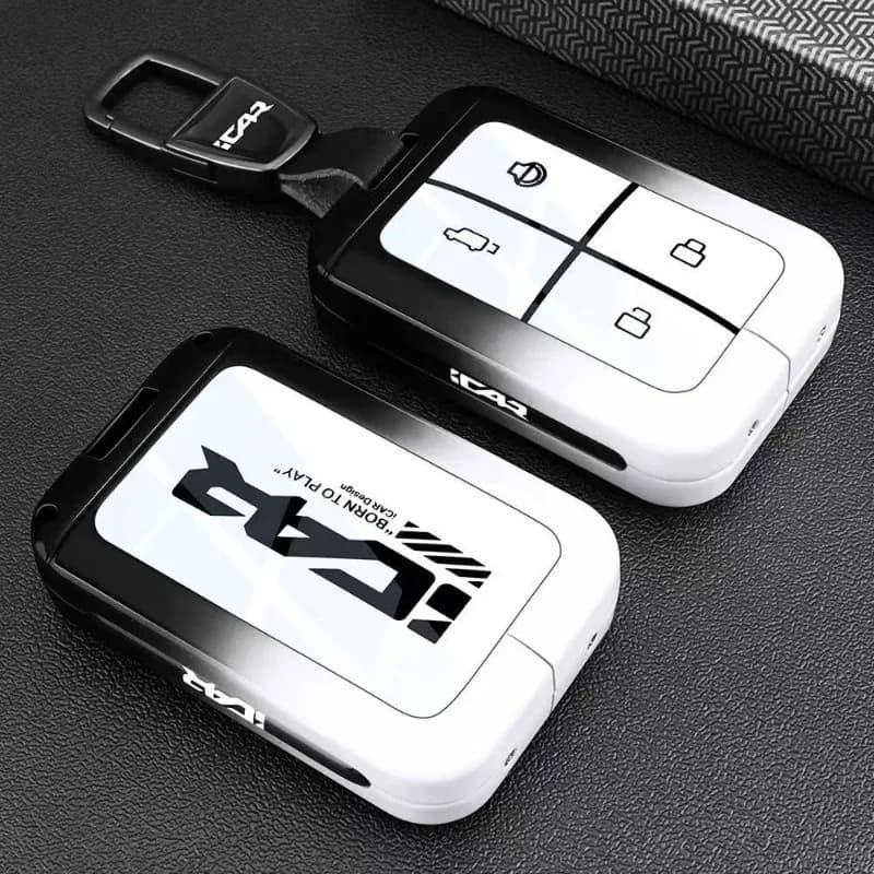 NFC Card Cover for Chery ICAR V27 (New Energy), Heavy Duty Metal KeyCase Shell with Keychain, Anti-Bend & Scratch Proof