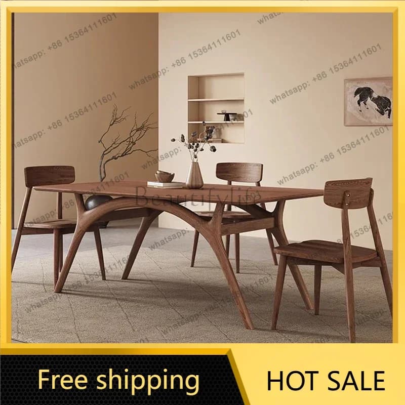 LJY Wood Office Dining Table Coffee Chairs Kitchen Console Dining Table Conference Modern Nordic Study Muebles Living Room Furni