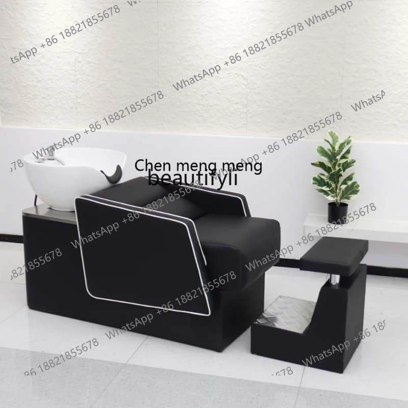 X  New shampoo bed, high-end barber shop, semi-reclining flush bed, ceramic basin, high-end hair salon.
