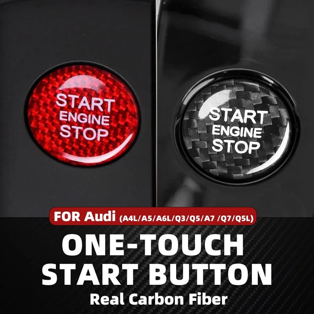 For Audi A5 A7 A4L A6L Q3 Q5L Real Carbon Fiber Ignition Engine Start Stop Button Trim Protect Stickers Car Interior Accessories