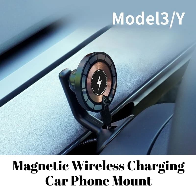 For Tesla Model 3/Y/3 Highland/Y Juniper Magnetic Wireless Charging Car Phone Mount Stable Navigation Holder Fast Charging Past