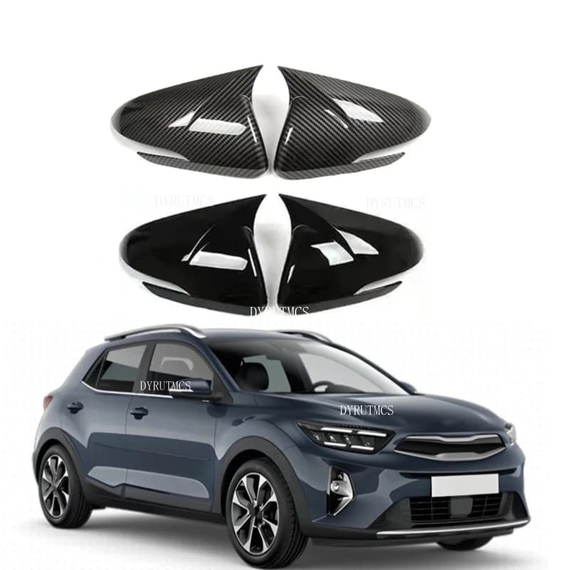Car  Rearview Side Mirror Cover Wing Cap Fit For  Kia Stonic 2017 2018 2019 2020 2021 2022 2024 2025 Case Trim Carbon Fiber