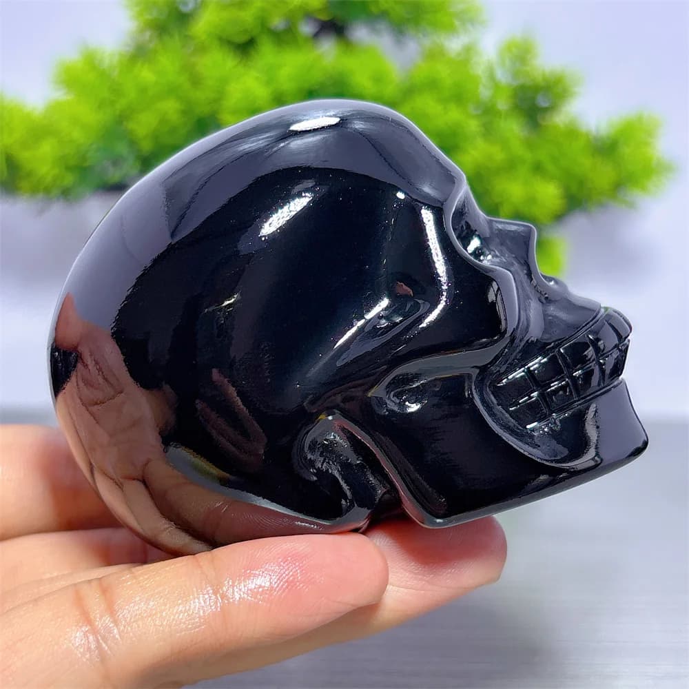 Black Obsidian Skull Natural Crystal Home Decoration Room Decor Luck Quartz Stone Garden Healing Energy Meditation Love Gifts